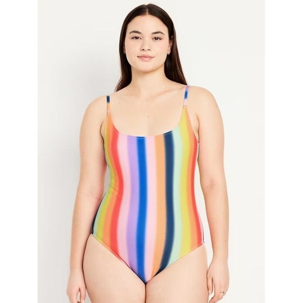 Old Navy One-Piece Adjustable Straps Swimsuit - Rainbow Stripe - Size Small 4/6